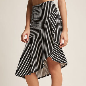 Olive Tree Black and White Striped Tulip Skirt